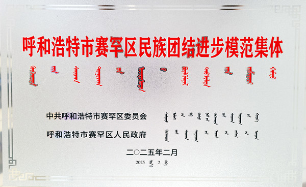 標題：呼和浩特分院榮獲呼和浩特市賽罕區民族團結進(jìn)步模范集體稱(chēng)號
瀏覽次數：109
發(fā)表時(shí)間：2025-04-11
